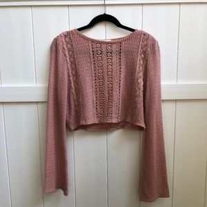 Forever 21 Pink Cropped Lacy Sweater in Women